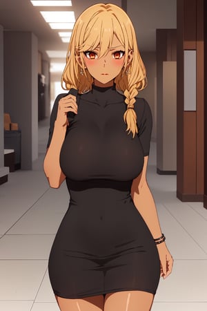 portrait, solo focus, solo,

horimiya_hori, 1girl, (blonde hair:1.4),(huge breast), sagging breast,breast apart, ((dark skin:1.6)), long hair,braided hairstyle,brown eyes, hair between eyes, bangs,shows one ear:1.3,ring earrings,bold make up,gyaru make up,red lips,look at viewer,

tr4nspdr3ssng, black tr4nspdr3ssng, mini dress,
in a mall,red lips,serious face,studying,confuse,

,blush, glowing eyes,tr4nspdr3ssng,black tr4nspdr3ssng