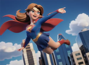 masterpiece, best quality, supergirl flying in the city,3DMM
