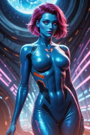 score_9, score_8_up, score_7_up, score_6_up, score_5_up, score_4_up, beautiful alien girl, blue skin, short hair, cinematic pose, spaceship, sci-fi, detailed background, sharp focus, aesthetic bodysuit, highly detailed, vibrant colors, 8k, cowboy shot