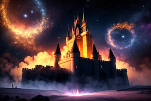 masterpiece, best quality, HDR, viewpoint, highest quality, sharp focus, 8k, colour smoke background, colorful background, space, castle

[(colorful explosion psychedelic paint colors:1.2)::0.2],  cromulent, cold,

dynamic lights, bokeh, glowing background,