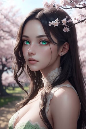 8k beautiful 1girl with long red long hair, H. R. intricate, elegant, highly detailed, green eyes, majestic, digital photography, (masterpiece, sidelighting, finely detailed beautiful green eyes: 1.0), hdr, branch, cherry_blossoms, depth_of_field, looking_at_viewer, solo, tree, vibrant details, luxurious, absurdres, incredibly absurdres, white stocking, finely detail, best quality, lace, hyperrealistic, anatomical, facial muscles, extremely detailed CG unity 8k wallpaper, octane render, elegant, depth_of_field, blue butterfly, looking_at_viewer, extremely detailed,