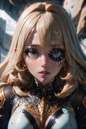 1girl, blonde, eyepatch,(masterpiece),(best quality),HDR,intricate detail,puffy eyes,perfect eyes,eyelashes,