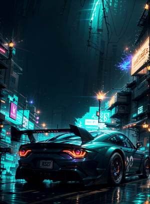 1car, Super car, wide body kit, modified car, racing livery, raining, widebody kit, wallpaper
masterpiece, best quality, realistic, ultra highres, depth of field,(full dual colour neon lights:1.2), (hard dual colour lighting:1.4), (detailed background), (masterpiece:1.2), (ultra detailed), (best quality), intricate, comprehensive cinematic, magical photography, (gradients), colorful, detailed landscape, visual key,