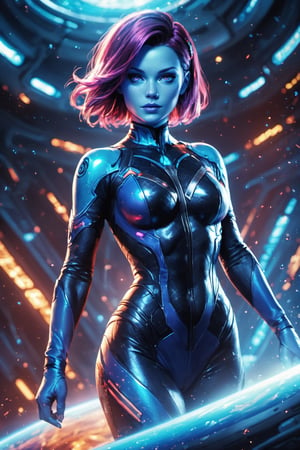 score_9, score_8_up, score_7_up, score_6_up, beautiful alien girl, blue skin, short hair, cinematic pose, spaceship, sci-fi, detailed background, sharp focus, aesthetic bodysuit, highly detailed, vibrant colors, 8k, cowboy shot