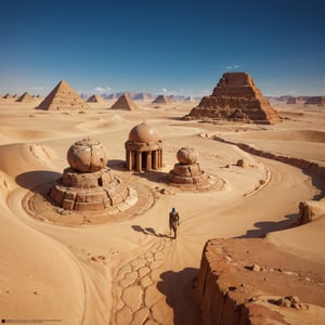 alien desert surface, landscape, graphical design, alien tech, ancient egypt,