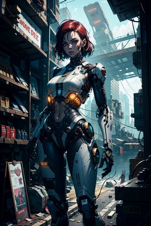 a spaceship pilot with robotic limbs, in a cyberpunk setting, cyborg, implants, high details, realistic, photorealism, 8k