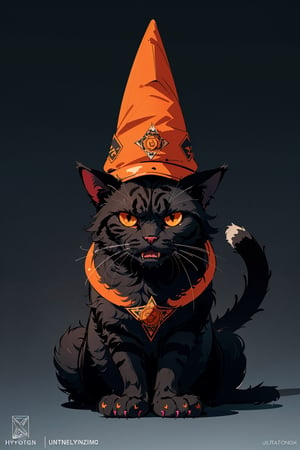 (artwork:1.2),(lineart:1.33),((angry cat in a wizard hat)),sitting,simple background,(hyperdefined),(inked-art),orange and gray colors,complex lighting,(flat colors),ultradetailed, (fine-details:1.2), absurdres, (atmosphere)
