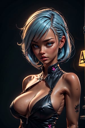 1girl, large breasts, short hair, asymmetrical hair, sexy look, sexy dress, sexy pose, indoors, cinematic, chromatic_aberration, bare shoulders, large cleavage, (sideboobs, breasts overflow:1.1), 
Masterpiece, best quality, ultra resolution, high resolution, HDR, volumetric light,High detailed ,perfecteyes,neonnightKA