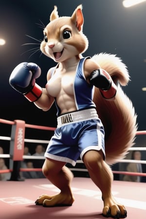 a squirrel in boxing gloves, by Akihito Yoshida, Octane render, Visual Novel, Comic Book, Complimentary-Colors, Excited, Angry, Paper, insanely detailed and intricate, hypermaximalist, elegant, ornate, hyper realistic, super detailed