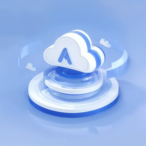 blue|white  cloud technolog icon,platform, technology,white background, industrial design,bdicon