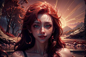 (best quality,4k,8k,highres,masterpiece:1.2),ultra-detailed,realistic:red hair, vibrant red hair, a stunning redhead, fiery red locks, flowing red hair, glossy red hair, vibrant copper hair, fiery red waves, cascading red curls, intense red tresses, striking red mane, luscious red hair, amazing red hair, breathtaking red hair, mesmerizing red hair, captivating red hair, magnificent red hair, dazzling red hair, gorgeous red hair, stunning red hair, beautiful freckles, porcelain skin, sparkling green eyes, rosy cheeks, alluring facial features, elegant posture, confident expression, vibrant personality, fashionable outfit, matching accessories, natural beauty, enchanting presence, graceful movements, surrounded by nature, in a blooming garden, under a red sunset sky, with golden sunlight shining on her, illuminated by soft natural light, in a dreamy atmosphere, with a serene expression, exuding happiness, radiating joy, full of life and energy, a stunning sight to behold.
