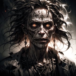 ugly bastard,illustration,dark atmosphere,creepy eyes,disfigured face,messy hair,grotesque expression,dirty clothes,horror style,unnerving,shadowy lighting,disturbing details,rough brushstrokes,color palette: desaturated earth tones,low-key lighting,gritty texture