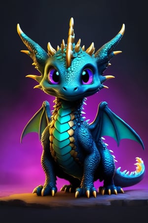 ral-smoldragons, a small dragon with a crown on its head, cyberpunk style, two dragonwings on his back  Disney pixar style,