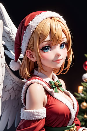 close up portrait, Highly detailed, High resolution scan, Unreal engine, Professional, 64K, UHD, HDR, Ansel Adams snowflake, archangel, Christmas tree, holy light, ,1 girl, Angel of Christmas,Japanese girl,Santa Claus,perfect,young girl,christmas