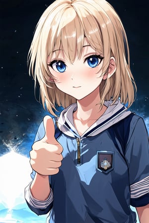 "got my eyes on you", very cute drawing of an anime girl thumbs up