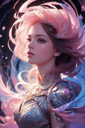 (detailed, sharp details:1.3),(masterpiece:1.3), 1girl, innocent expression, divine armor, multitude of color, colors being sucked into vortex in middle, girl holding vortex, ascension, godly atmosphere, paint splattered around, (central vortex:1.4), (floating particles:1.3), subsurface scattering, skin texture, blush,1 girl