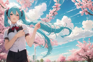 Women,background beauty sky  ,anzhcmiku, masterpiece,best quality,raw photo,tree sakura