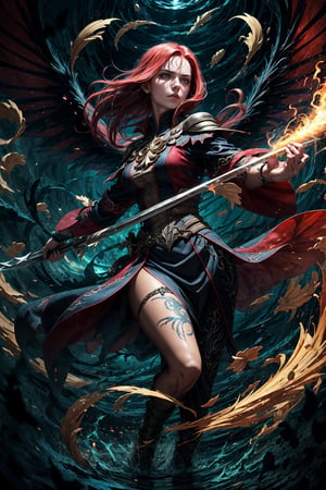 From the depths of mystique arises a rogue wizard of red lightning—scales shimmering, intricate wings unfurling with delicate grace. Crafted with intricate detail, she spirals amid a dance of sparks and smoke—an embodiment of elemental prowess.

Wielding a weapon of red lightning, she commands the electrifying forces with a master's touch. Wings beat, creating ripples in reality itself, bending elements to her will.

Her eyes hold a fusion of determination and cunning as she surveys her realm. Beauty and danger entwine, a captivating paradox that draws you into her compelling presence. In this scene, nature and artistry merge—a fantastical spectacle where the very elements bow to her arcane might.
Her hourglass shape evokes balance, wielding a weapon of red lightning—a symbol of her electrifying essence. Wings beat, rippling the world around her, bending elements to her command.

Peer into her eyes, a fusion of resolve and cunning, as she claims her dominion. Beauty and danger intertwine, an enchanting paradox pulling you into her compelling presence. In this scene, nature and artistry meld, where the fantastical ignites in a display of electrifying grandeur.,DonMV01dm4g1c