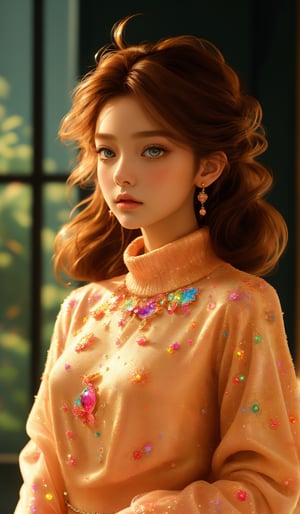 (masterpiece), (best quality), (ultra detailed),(disheveled hair),(illustration), (1girl), (Fashionable clothing), standing,Fashion model,looking at viewer, (interview), (simple background),beautifuldetailedeyes,delicate beautiful face,Floating,(high saturation),(colorful splashes),(shining),focus on face,paintbynumbers