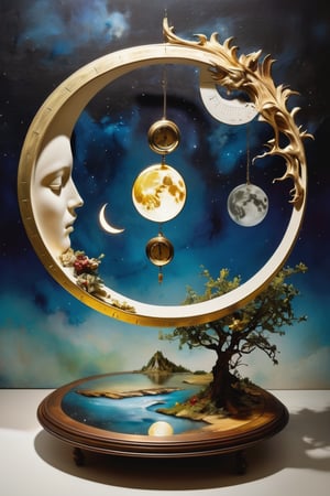Visual representation of time, calendar pages flipping rapidly, sun and moon cycles, passage of time symbolized, ethereal transition effects, evocative and poignant atmosphere, by Valerie Hegarty
