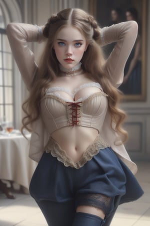 Young countess sits at dinner in a crowded dinning room in 1600's france, high fashion, atmosphere, ultra realistic HD,  / Hyperrealistic sexy ,full body, long  hair, ultra detail blue eyes, beautiful face, An extremely high-resolution hyperrealistic portrait of a girl, pushing the boundaries of realism with fine textures and lifelike details.
,vintagepaper,text as "",v0ng44g,more detail XL,Brandon Woelfel, ,Jia Lissa