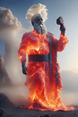 Cloud that looks like Moses Reciving the torah on mount sinai, Moses is Holding the stone Tablets in his hands ral-lava