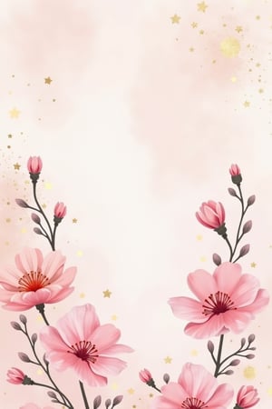 Elegant wallpaper, alcohol ink art, watercolor illustration, flowers, pastel pink, pastel color, gold, feminine, soft and dreamy, prism lens,