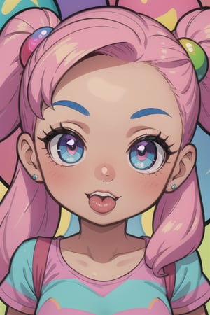 The Powerpuff Girls crossover with Bratz Dolls, cute, The Powerpuff Girls, Bratz Dolls; in the style of Lisa Frank, Cartooncore, cute, adorable, bubblegum, lollipops, kawaii; big detailed eyes, hyper detailed, 8k, very detailed face