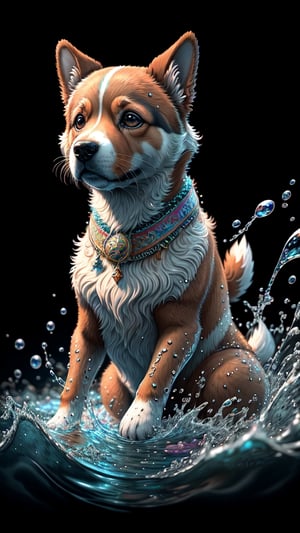 perrito ha dominado el arte de flotar en el agua, masterpiece, high quality, high definition, 8K, super detailed