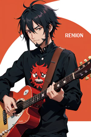 A emo guy playing guitar and his name is redsun. with a beard 
,cartoon ,Fionnawaifu