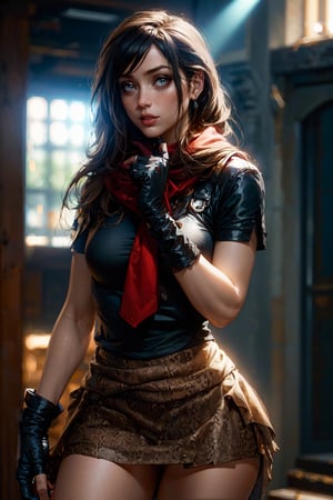 professional photo of runo_m, skirt, gloves, fingerless gloves, detailed skin, detailed eyes, finely detailed hair, volumetric light, highrez, masterpiece, best quality,