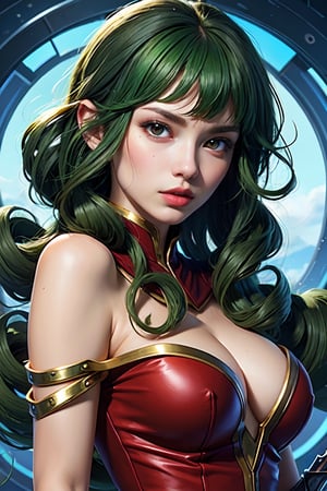 ((best quality)), ((masterpiece)), (detailed), woman with green hair, holding a sword, (Artgerm inspired:1.2), (pixiv contest winner:1.1), (octopus goddess:1.3), (Berserk art style:1.2), close-up portrait, goddess skull, (Senna from League of Legends:1.1), (Tatsumaki with green curly hair:1.2), card game illustration, thick brush, HD anime wallpaper, (Akali from League of Legends:1.1), 8k resolution