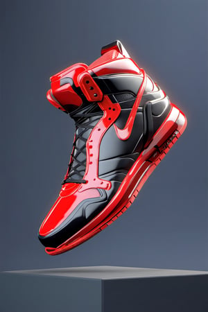 masterpiece, 3d model, plain sneaker shoes, only sneaker, 1 shoe, 8k, red black color, mecha, 