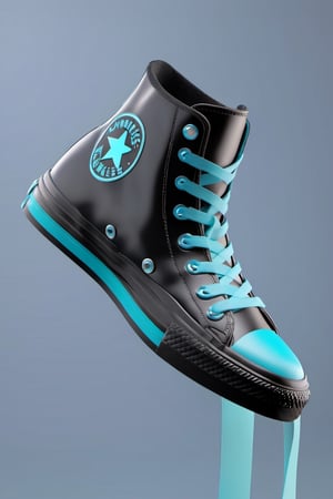 masterpiece, 3d model, plain converse style shoes, only sneaker, 1 shoe, 8k, cyan black color, mecha, arknights logo, 