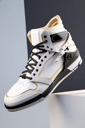 masterpiece, 3d model, plain style shoes, only sneaker, 1 shoe, 8k, black white color, mecha, oni style