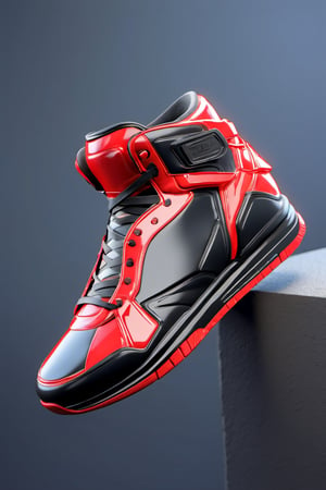 masterpiece, 3d model, plain sneaker shoes, only sneaker, 1 shoe, 8k, red black color, mecha, 