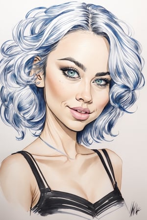 a beatifull female portrait, CatFemale, caricature, ink drawing and water colours,(MkmCut),(PnMakeEnh)