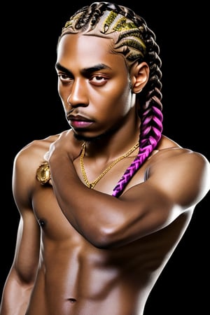 ((Best quality)), ((masterpiece)), ((realistic)) and ultra-detailed photography  1Boy nkneghmn  neon  ((Braided Hair)).  , Teen Male Boy, Rapping in a Fantasy Background with lots of gold jewelry and tons of diamonds, 3dmm style, (masterpiece, best quality), intricate details, solo, dark skin, purple eyes and pupils \ anime \), t, looking at viewer,3DMM
,perfecteyes,cum in breast