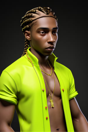 ((Best quality)), ((masterpiece)), ((realistic)) and ultra-detailed photography  1Boy nkneghmn  neon  ((Braided Hair)) in the middle of a ghetto urban neighborhood .  , Teen Male Boy, Rapping in a Fantasy Background with lots of gold jewelry and tons of diamonds, 3dmm style, (masterpiece, best quality), intricate details, solo, dark skin, purple eyes and pupils \ anime \), t, looking at viewer,3DMM
,perfecteyes,cum in breast