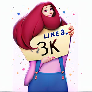Holding a sign that says "3k Likes"