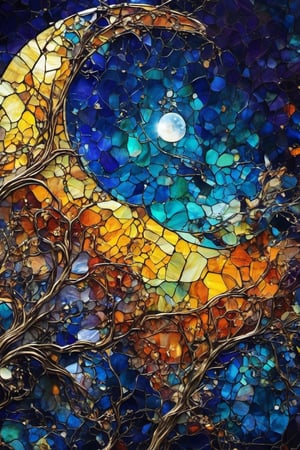  space, high_resolution, high detail, moon, glass art, glass style