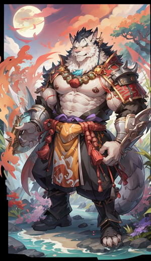 1 kemono mature male,  fluffy_dragon, solo, 4K,  masterpiece, ultra-fine details, full_body, thick arms, prominent ear, thick eyebrow, Argus-eyed, big_muscle,  muscular thighs, tall, Muscular,
Japanese summer fastival