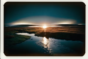 tarkovsky polaroid, peatland, advanced architecture, lights, utopia