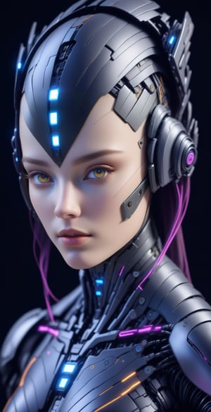 portrait cyber girl,beauty,black background (masterpiece), (best quality:1.2), absurdres, intricate details, (highly detailed skin:1.2),cyborg style