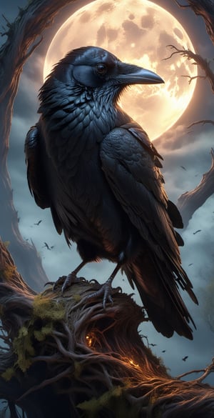 (dark magic), (grim), the raven ,(intricate details), (hyperdetailed), 8k hdr, high detailed, lot of details, high quality, soft cinematic light, dramatic atmosphere, atmospheric perspective