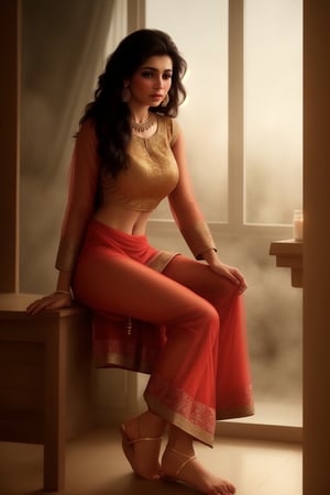 A girl wearing punjabi dress, shalwar kameez, key lighting, soft lights, foggy, by steve hanks, by lisa yuskavage, by serov valentin, by tarkovsky, 8 k render, detailed,