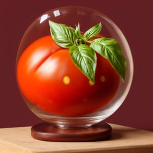 A big red Tomato in an realistic Glasbowl