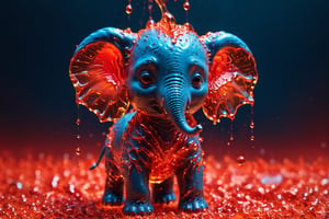 create a cute baby elephant made of red ink, drips, subsurface scattering, translucent, 100mm,Movie Still,detailmaster2,Film Still