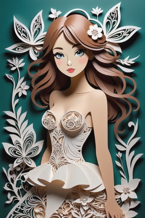 Stacked Papercut Art showcasing a beautiful sexy Girl: Deep layers of cut paper, cute girl surrounded by intricate design.,NYFlowerGirl,photo r3al