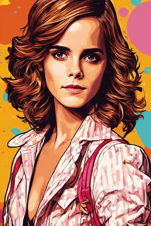 pop art, style, high_resolution, high detail, shiny, emma watson